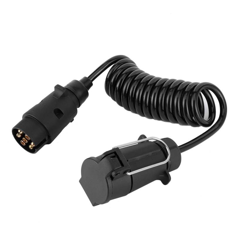 aqxreight - 7-polige Anhängerverkabelung, 2 m Federkabel Kabel Anhängerstecker Steckdose Adapter Verkabelung Anschluss für Wohnwagen von aqxreight