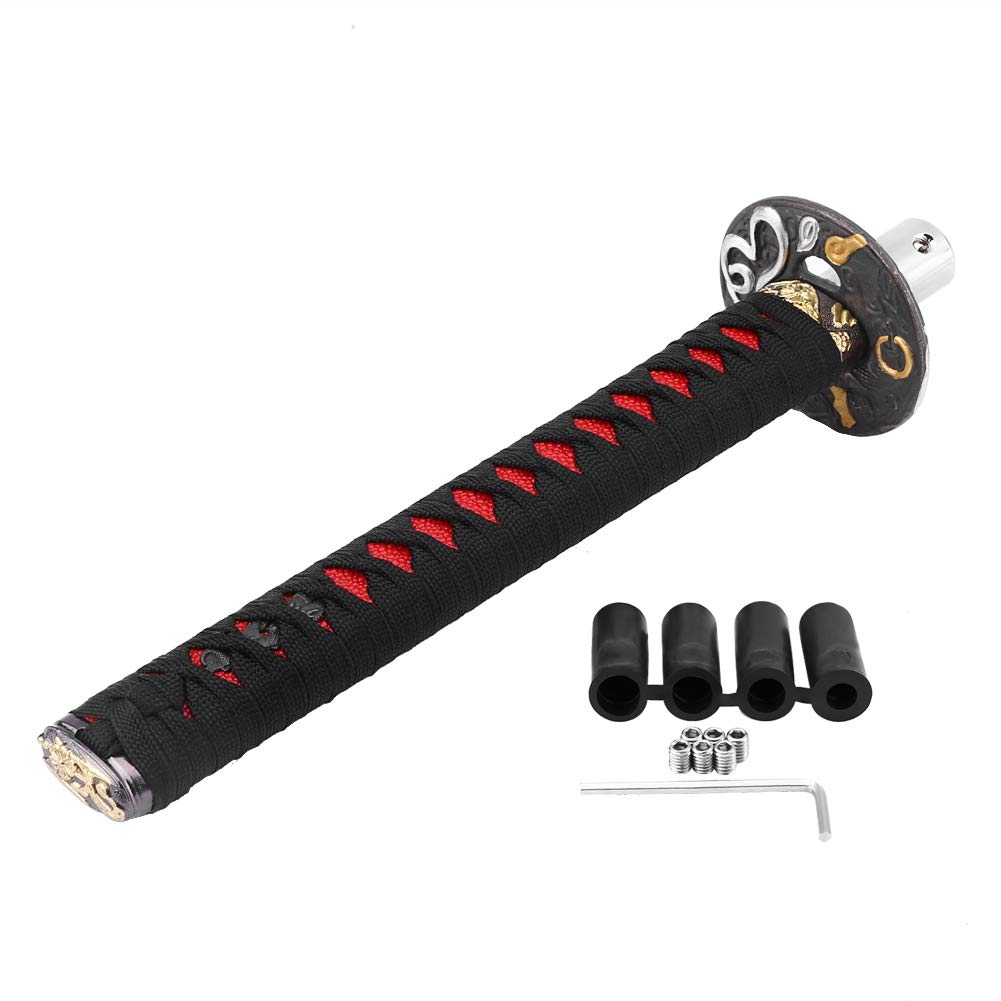 aqxreight - Schaltknauf-Schwert, Universal Japanisches Samurai-Schwert Auto Schalthebelknauf Shifter mit 4 Adaptern(Schwarz und Rot) von aqxreight