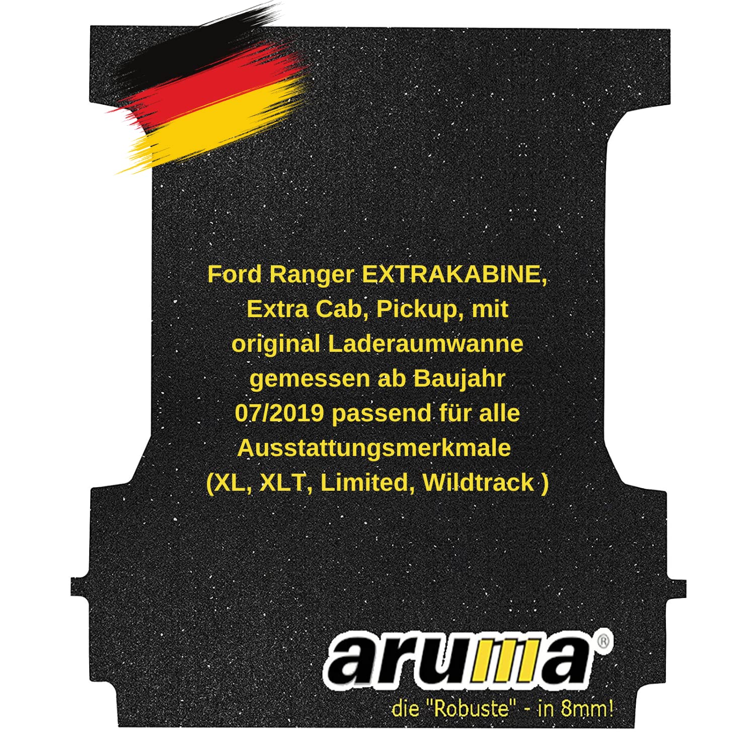 aruma® Antirutschmatte kompatibel für Ford Ranger Pickup EXTRAKABINE mit original Laderaumwanne gemessen ab Baujahr 07/2019-05/2023 von aruma