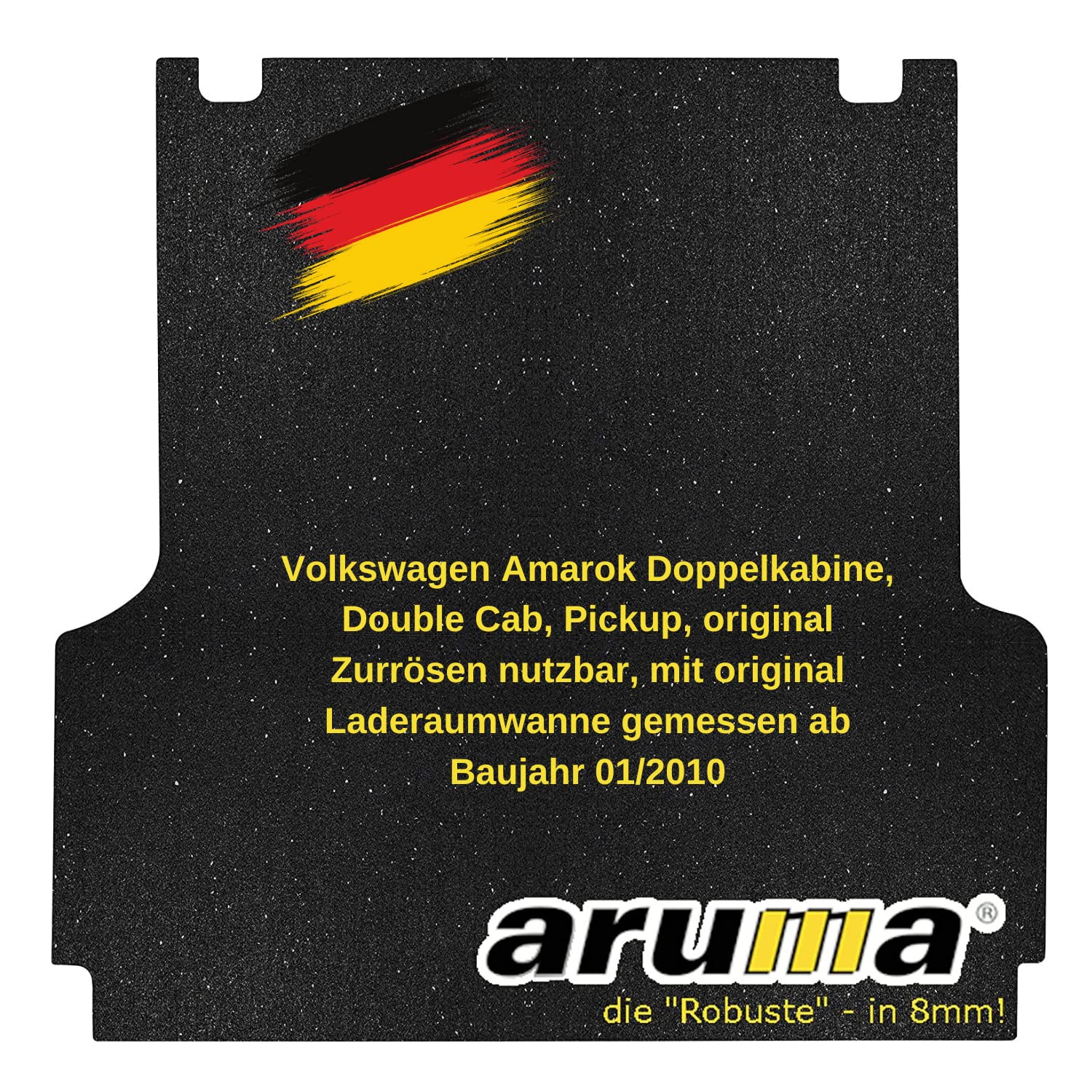 aruma® Antirutschmatte Laderaummatte kompatibel für VW Amarok Doppelkabine, original Zurrösen nutzbar, mit original Laderaumwanne gemessen ab Baujahr 01/2010-01/2023 von aruma