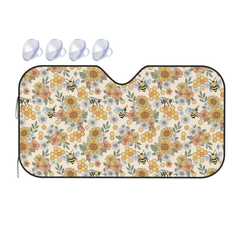 Auto-Sonnenschutz mit Buntem Blumenmuster, faltbar, Wind-Sonnenblende, wärmereflektierender Sonnenschutz für den Sommer von asbwuo