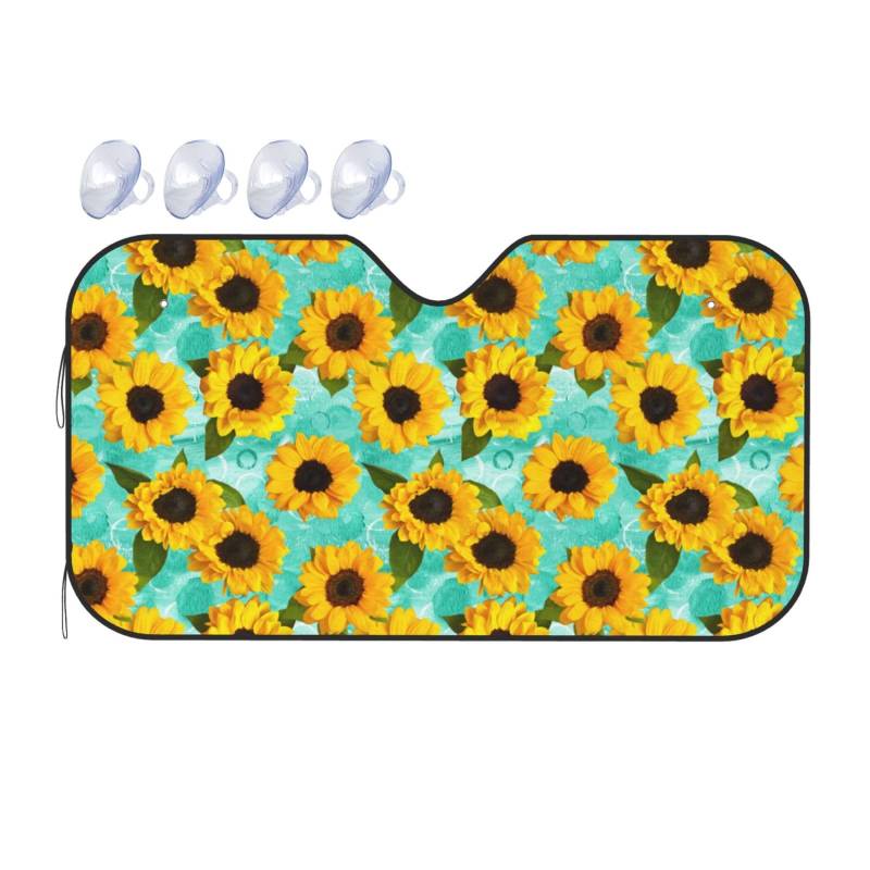 Auto-Sonnenschutz mit Buntem Blumenmuster, faltbar, Wind-Sonnenblende, wärmereflektierender Sonnenschutz für den Sommer von asbwuo
