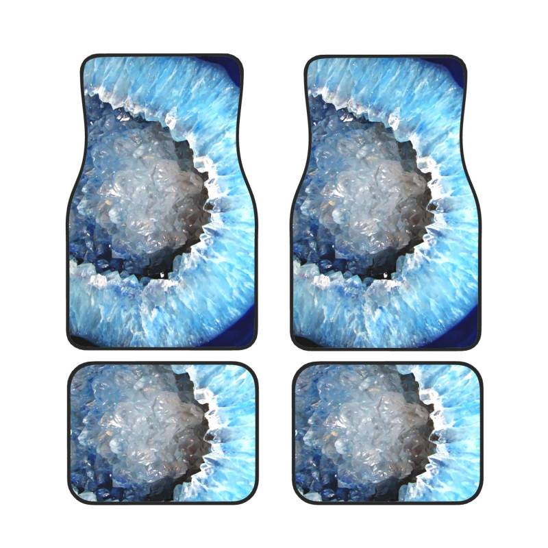 Fallen Blue Crystal Geode Auto-Fußmatten vorne und hinten, Automatten, komplettes Set mit 4 Teppichen, Allwetterschutz von asbwuo