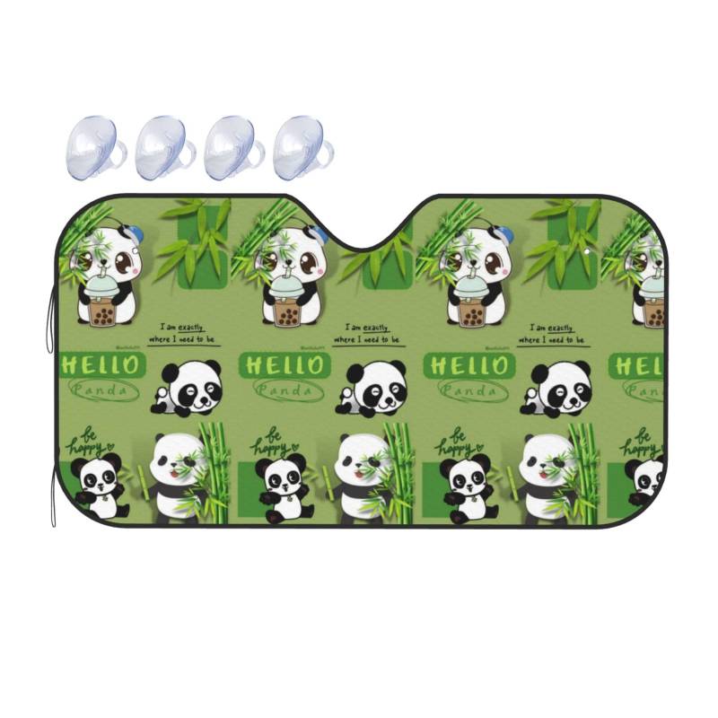 Niedliche Geschenke für Panda-Tier-Cartoon-Liebhaber, Reflektor-Sonnenschutz für den Autoinnenraum, Cooler reflektierender Sonnenblocker, passend für kleine Limousinen und SUVs von asbwuo