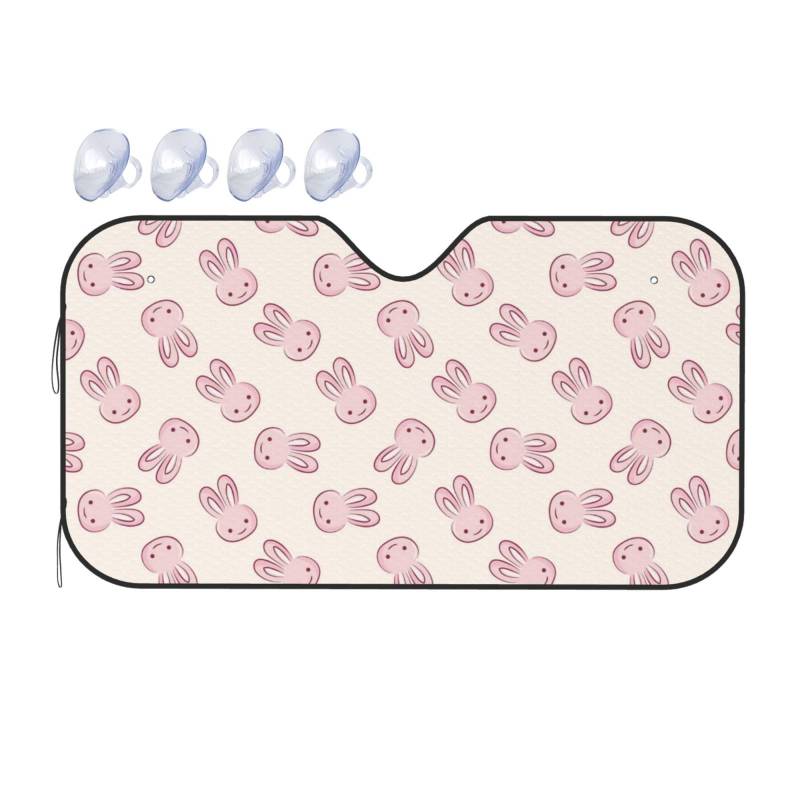 Niedliches Kaninchen, Geschenke für Tierliebhaber, Reflektor-Sonnenschutz für den Autoinnenraum, Cooler reflektierender Sonnenblocker, passend für kleine Limousinen und SUVs von asbwuo