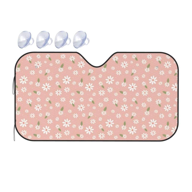 Pink Daisies Auto-Sonnenschutz gegen Hitze und UV-Strahlen, faltbar, Sonnenschutz für die Frontscheibe, universelles Fahrzeug-Innenzubehör von asbwuo