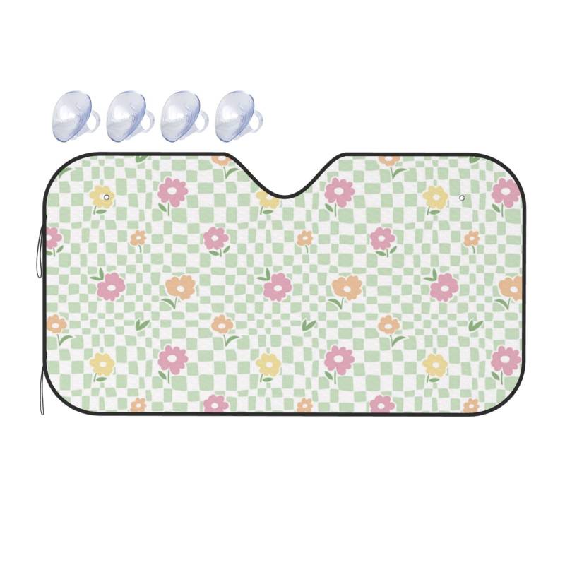 Reflektor-Sonnenschutz mit farbenfrohem Blumenmuster für den Fahrzeuginnenraum. Cooler reflektierender Sonnenschutz, passend für kleine Limousinen und SUVs. von asbwuo