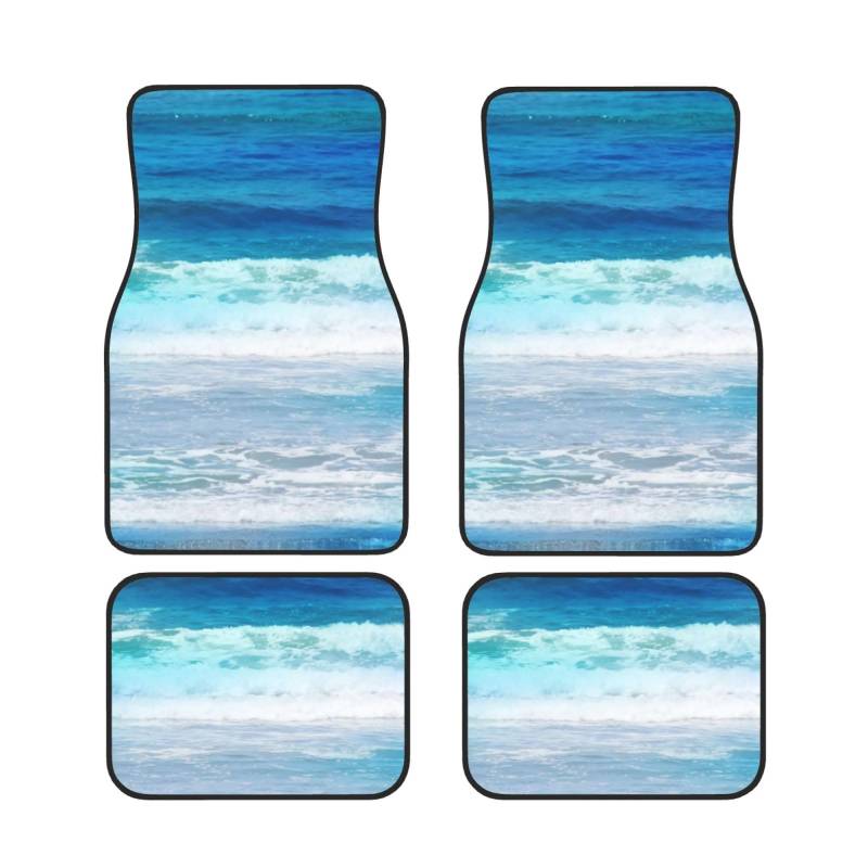 Watercolor Waves Auto-Fußmatten vorne und hinten, Automatten, komplettes Set mit 4 Teppichen, Allwetterschutz von asbwuo