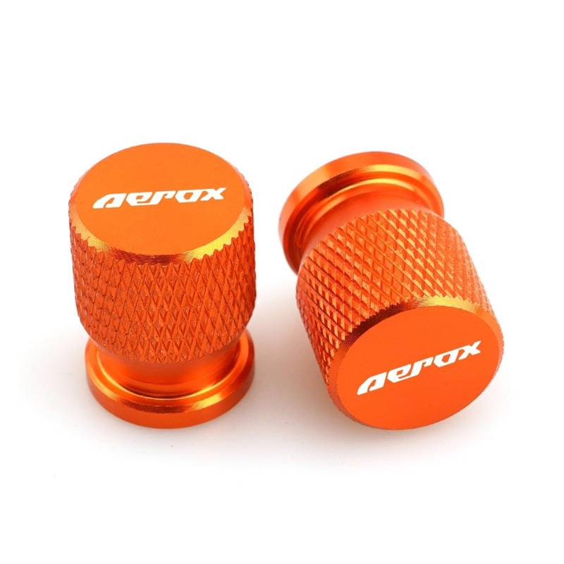 Motorrad Ventilkappen Für Aerox R 50 125 155 2013-2020 2021 AEROX Motorrad Reifen Ventil CNC Aluminium Reifen Air Port Stem Abdeckung Kappe Zubehör(Orange) von asdlha