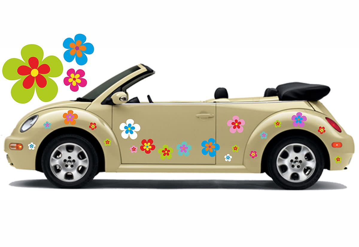 Autoaufkleber, Blumendesign, Hippie Blumen - bunt gemischt - Hippie 030 - B Ware - 20Stück von aufgeklebt.de