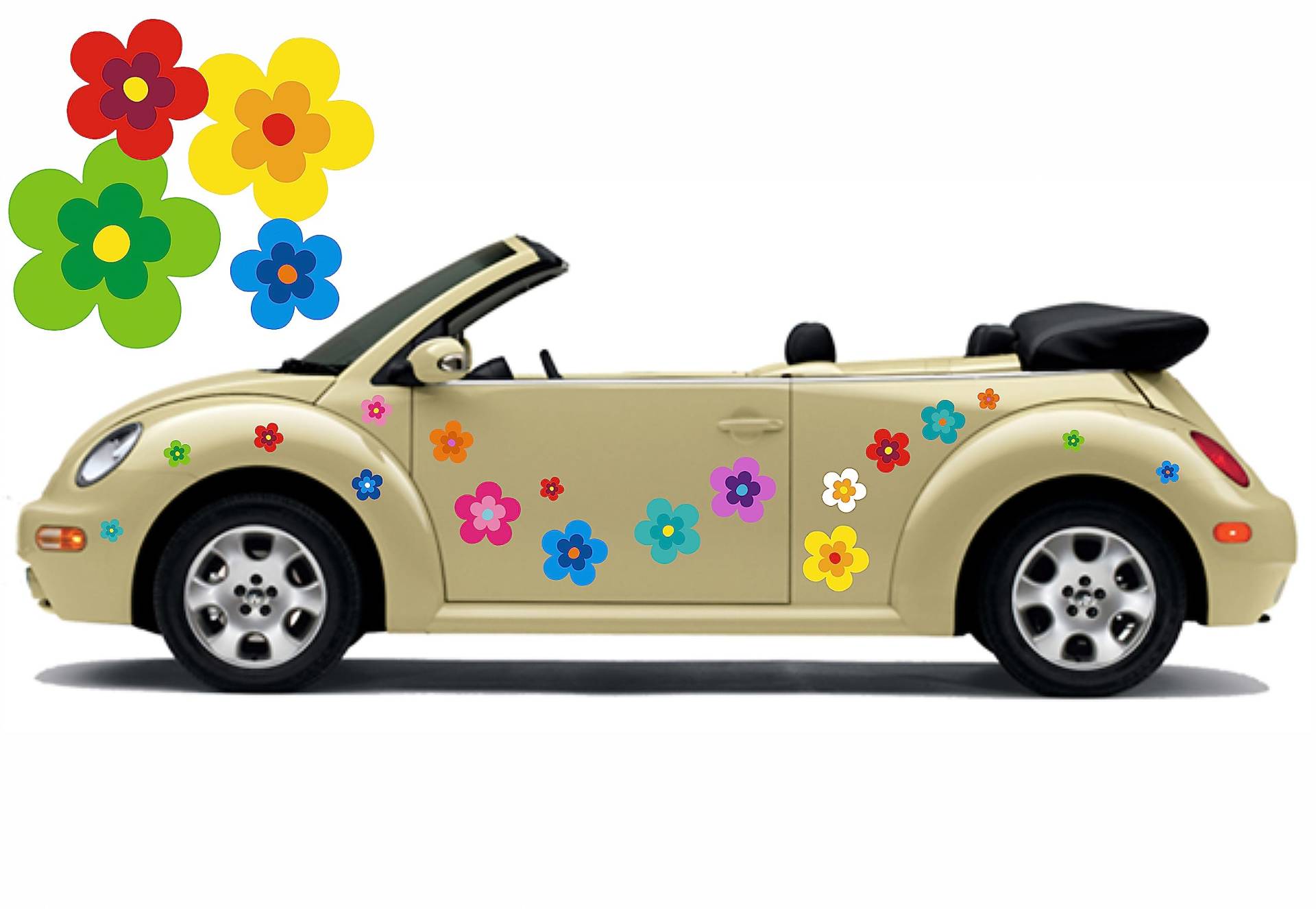 Hippie Blumen Aufkleber, Autoaufkleber Hippie 039 - bunt gemischt (36) von aufgeklebt.de