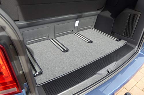 autix 4500369 Kofferraumteppich Fußmatte grau meliert Velour kompatibel für VW T5 T6 T6.1 Multivan mit 1 Schiebetür von autix