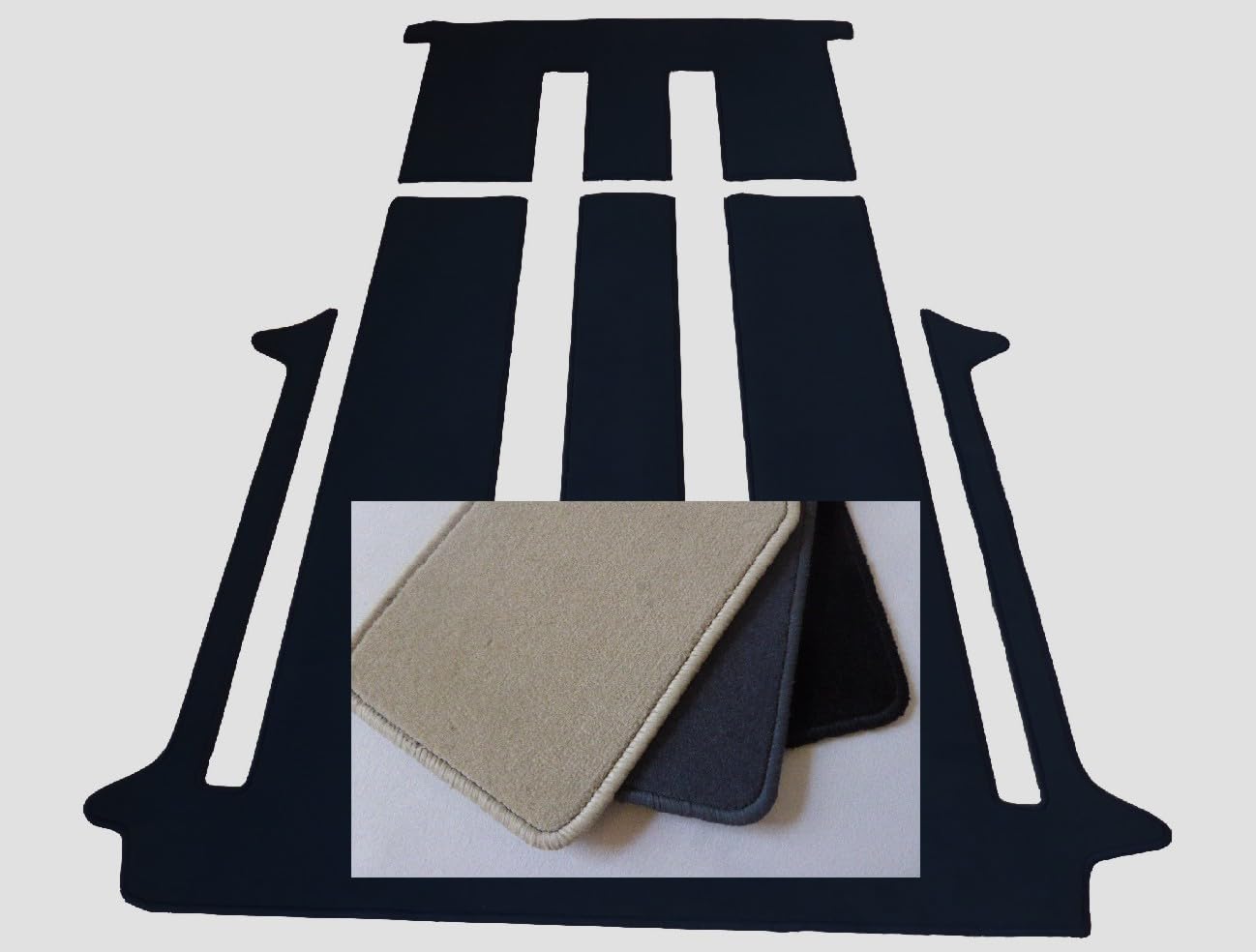 autix Teppich Fußmatte Velour schwarz grau beige kompatibel für VW T5 T6 T6.1 Multivan und California (grau, T6 Multivan kurz 2 Schiebtürenmit Schiebetisch) von autix
