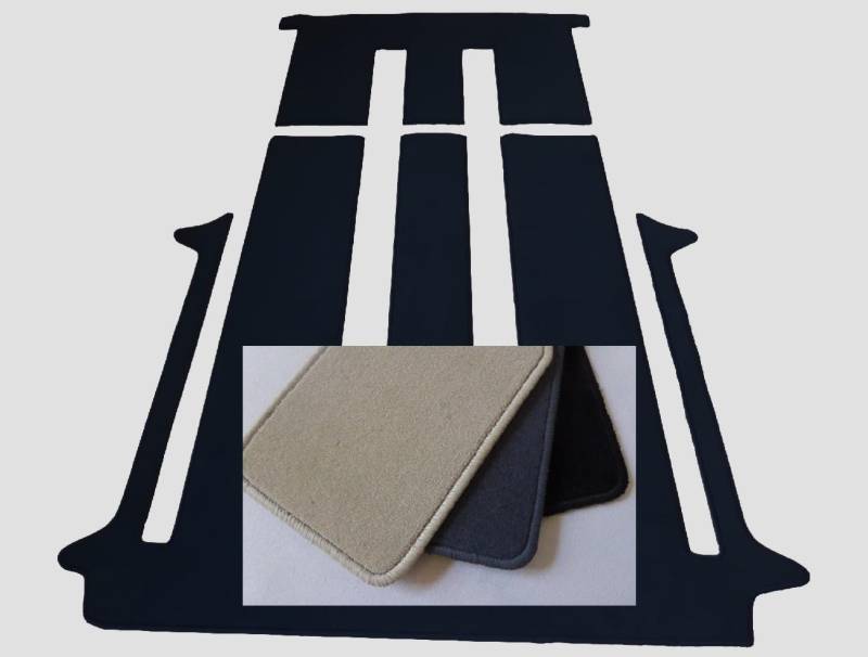 autix Teppich Fußmatte Velour schwarz grau beige kompatibel für VW T5 T6 T6.1 Multivan und California (grau, T6 Multivan kurz 2 Schiebtürenmit Schiebetisch) von autix