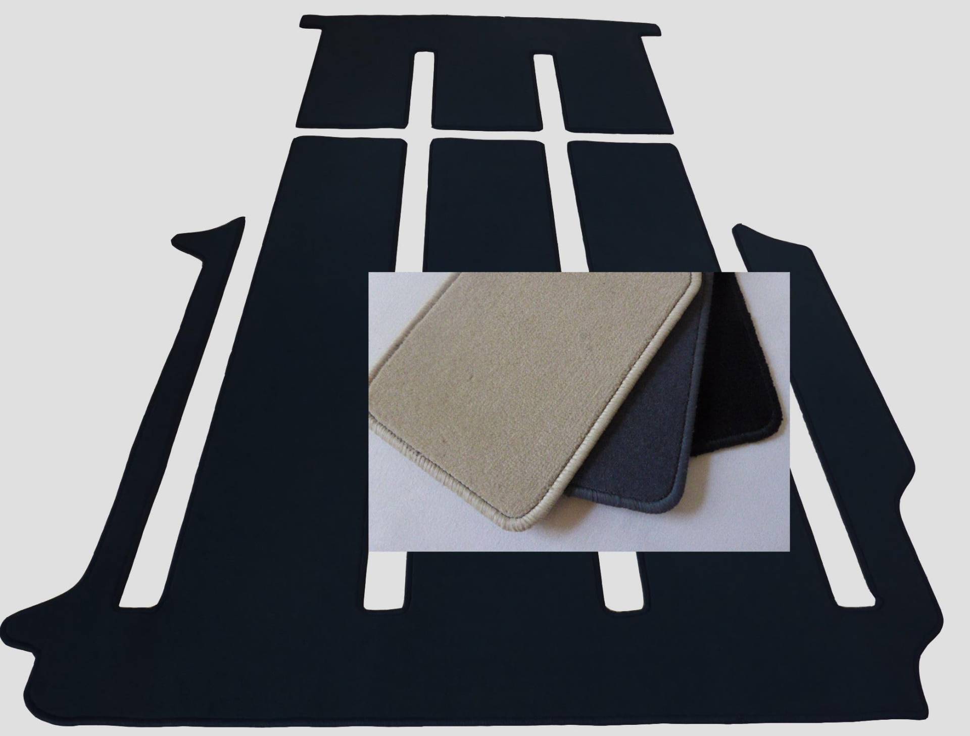 autix Teppich Fußmatte Velour schwarz grau beige kompatibel für VW T5 T6 T6.1 Multivan und California (schwarz, T6.1 Multivan lang 1 Schiebtür 4 Schienen) von autix