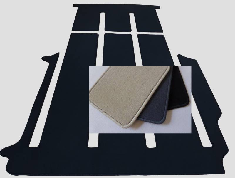 autix Teppich Fußmatte Velour schwarz grau beige kompatibel für VW T5 T6 T6.1 Multivan und California (schwarz, T6.1 Multivan lang 1 Schiebtür 4 Schienen) von autix