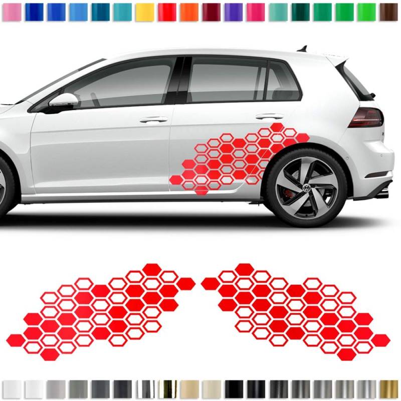 Auto-Dress® Aufkleber Set/Dekor in Wunschfarbe - Motiv: Waben (Farbwunsch) von auto-Dress.de