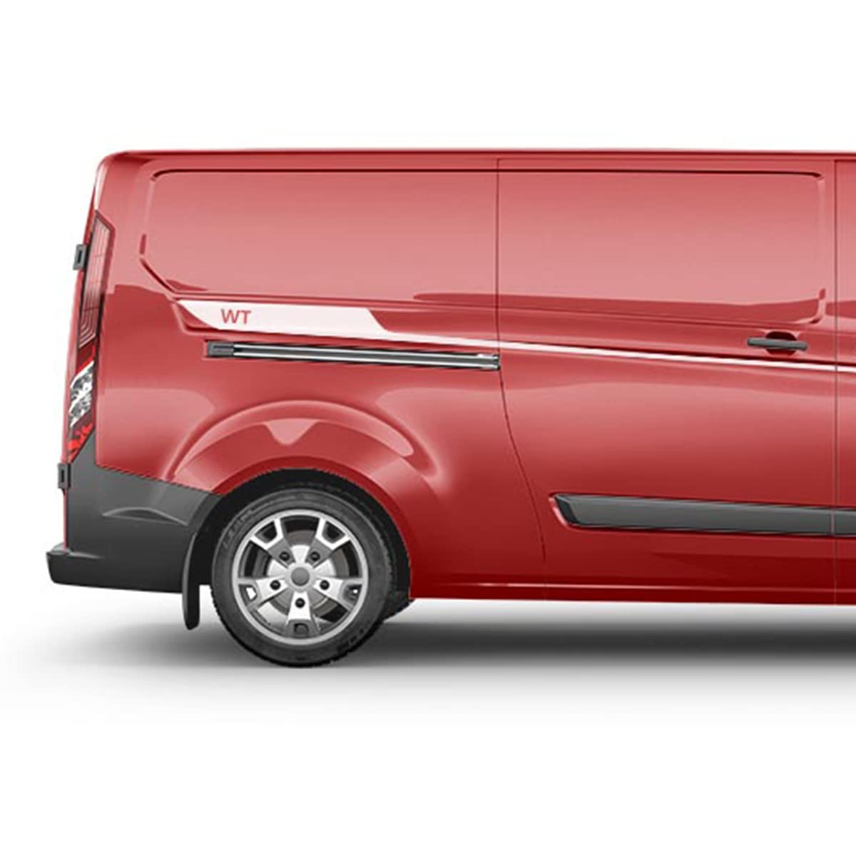 Auto-Dress Seitenstreifen Set/Dekor passend für Ford Transit Custom - Motiv: Oben Wunschtext (311M Black Matt, Langer Radstand) von Auto-Dress