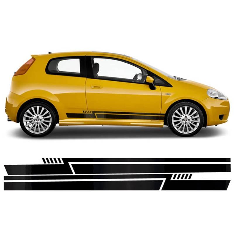 Auto-Dress Seitenstreifen Aufkleber Set/Dekor passend für FIAT Punto - Motiv: E (111M Black Matt) von auto-Dress.de