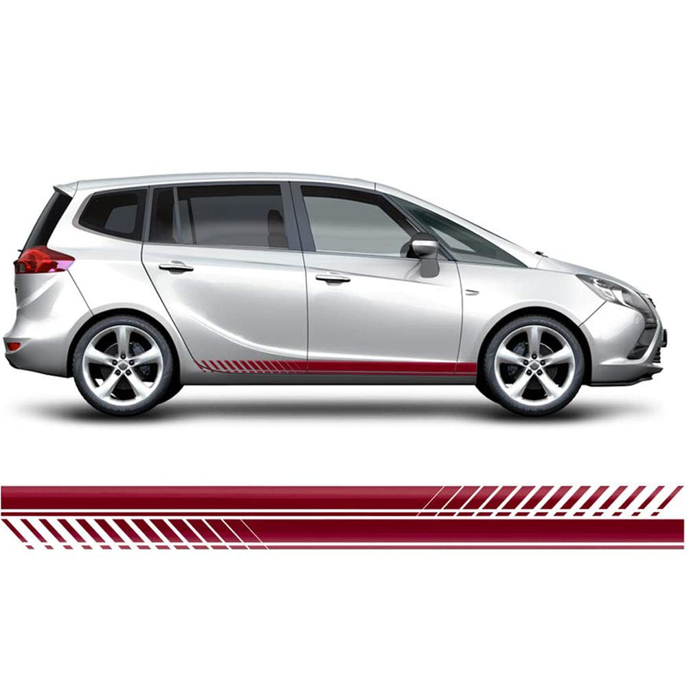 Auto-Dress Seitenstreifen Aufkleber Set/Dekor passend für Opel Zafira - Motiv: Clean (145 Burgundy) von auto-Dress.de