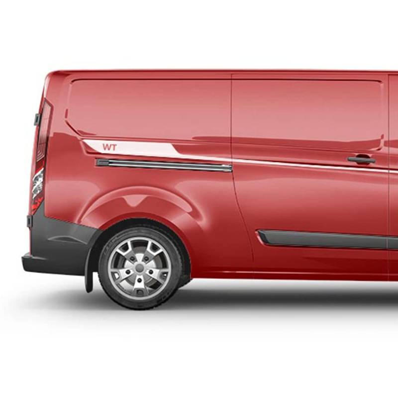 Auto-Dress Seitenstreifen Set/Dekor passend für Ford Transit Custom - Motiv: Oben Wunschtext (210 Black Gloss, Kurzer Radstand) von Auto-Dress