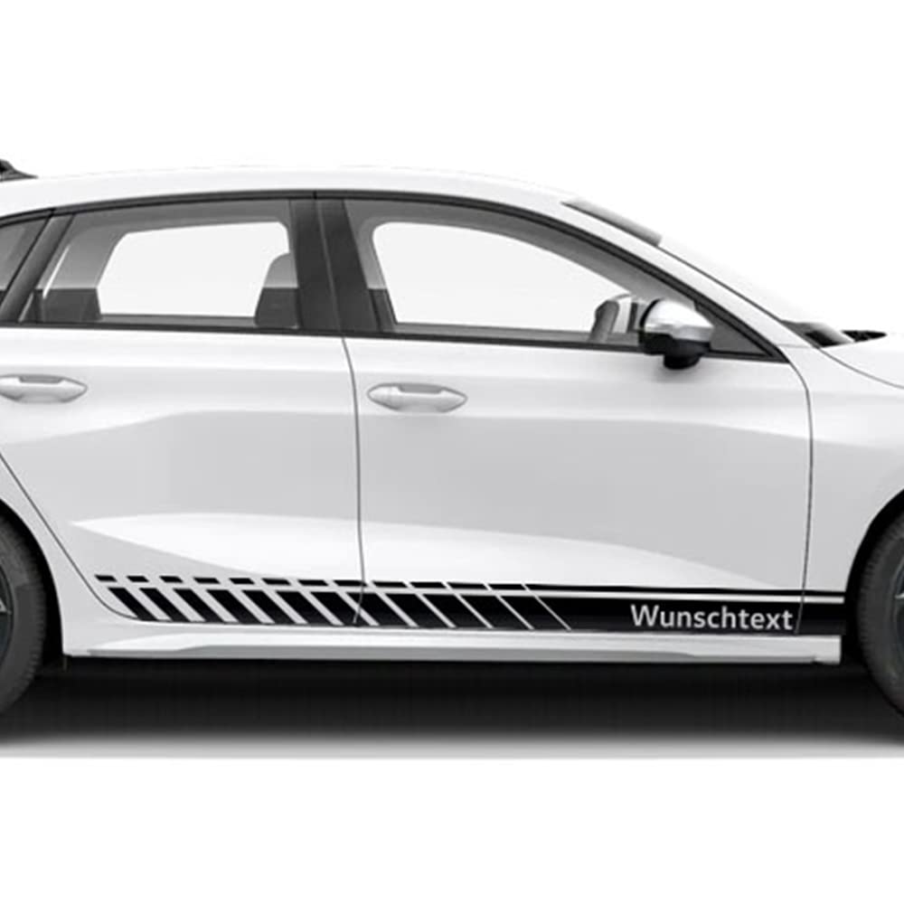 Auto-Dress Seitenstreifen passend für Audi A3 - Motiv: Wunschtext (Farbwunsch) von auto-Dress.de