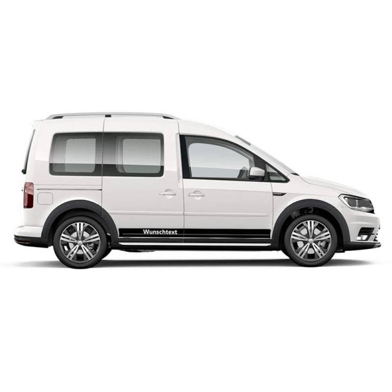 Auto-Dress Seitenstreifen passend für VW Caddy - Motiv: Wunschtext (Schwarz Glanz) von Auto-Dress