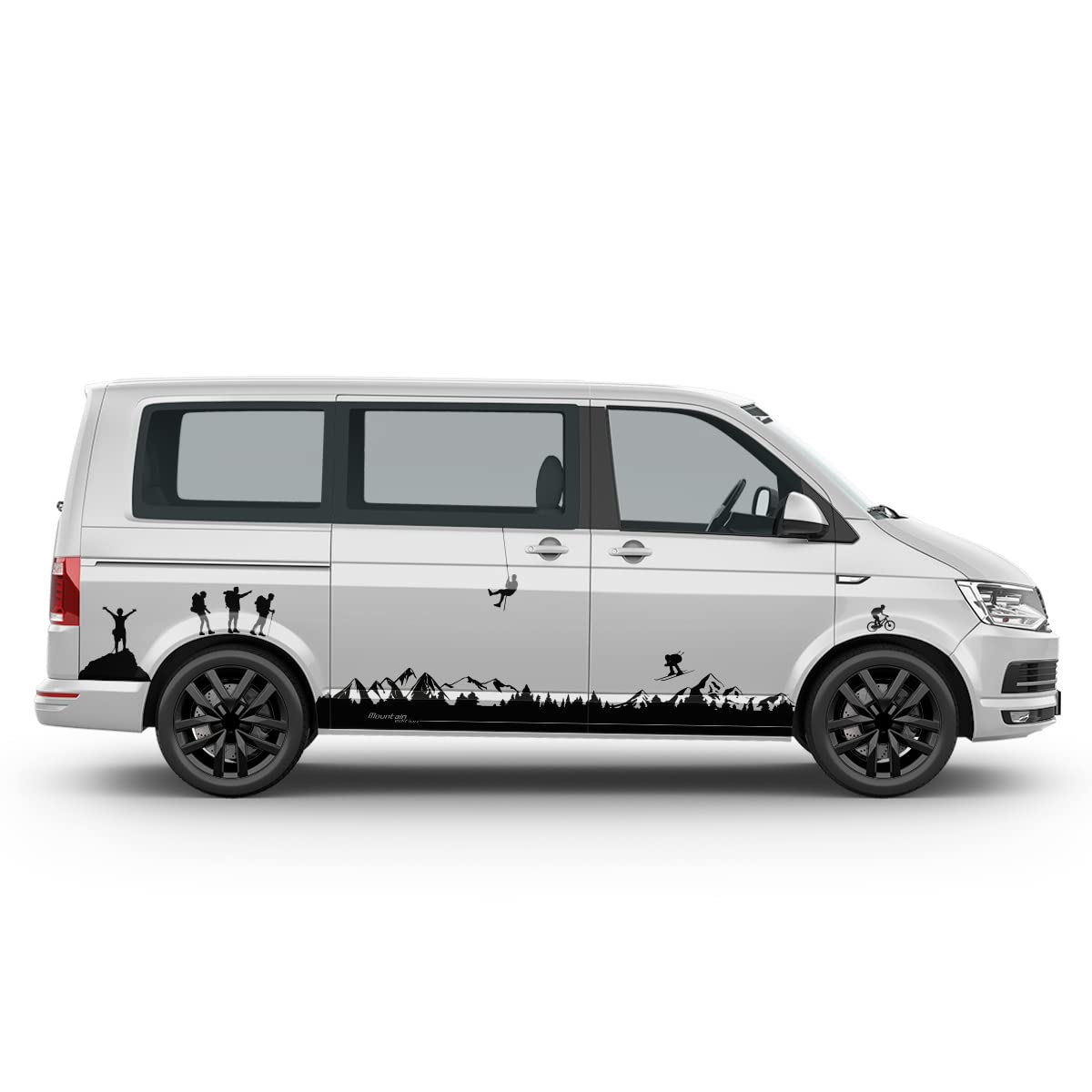 auto-Dress.de Berg-Landschaft-Set Aufkleber - Seiten-Streifen Set/Dekor passend für VW T4, T5, T6 in Wunschfarbe (161 Grass, Kurzer Radstand) von Auto-Dress