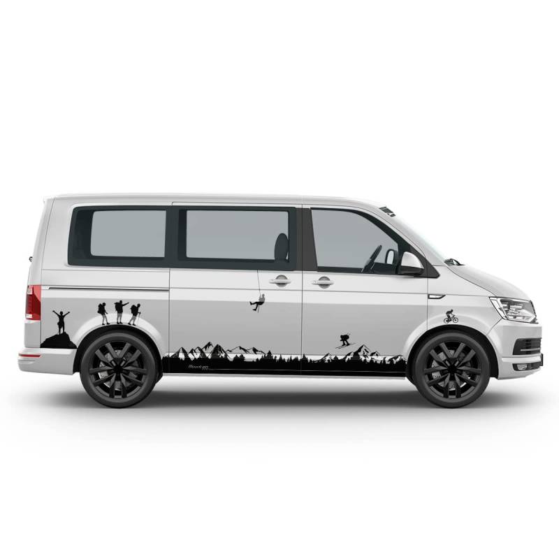 auto-Dress.de Berg-Landschaft-Set Aufkleber - Seiten-Streifen Set/Dekor passend für VW T4, T5, T6 in Wunschfarbe (161 Grass, Kurzer Radstand) von Auto-Dress