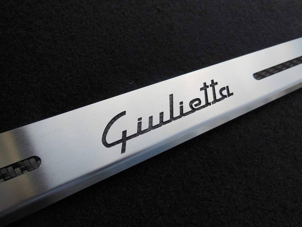 Äußerer Einstiegsleisten Stahlabdeckung für Alfa_Romeo GIULIETTA - 2 Stück Zubehör Edelstahl Leisten Zierleisten mit Carbonschicht Ladekantenschutz Komplett von autoCOVR