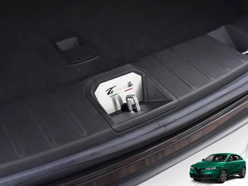 Abdeckung aus Stahl für Alfa.Romeo Tonale | Kofferraumschloss Dekor | 1 Stück Edelstahl Q4 Schnelle Sprint italienischer Tribut Plug-in Hybrid Zubehör Tuning von autoCOVR