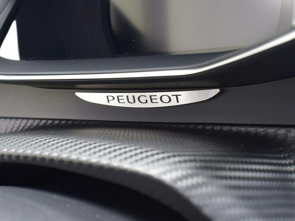 Abdeckung aus Stahl für Peugeot.208 II & 2008 II, 1 Stück, Instrumentententafel, Emblem, Edelstahl, gebürstet, Innendekoration, personalisierbar von autoCOVR