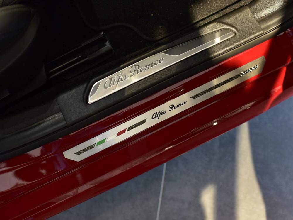 Einstiegsleisten Stahlabdeckung für Alfa_Romeo GIULIA - 4 Stück Zubehör Edelstahl Leisten Zierleisten mit Carbonschicht Ladekantenschutz Komplett Einstiegsleisten Stahlabdeckung für Alfa_Romeo GIULIA - 4 Stück Zubehör Edelstahl Leisten Zierleisten mit Carbonschicht Ladekantenschutz Komplett von autoCOVR
