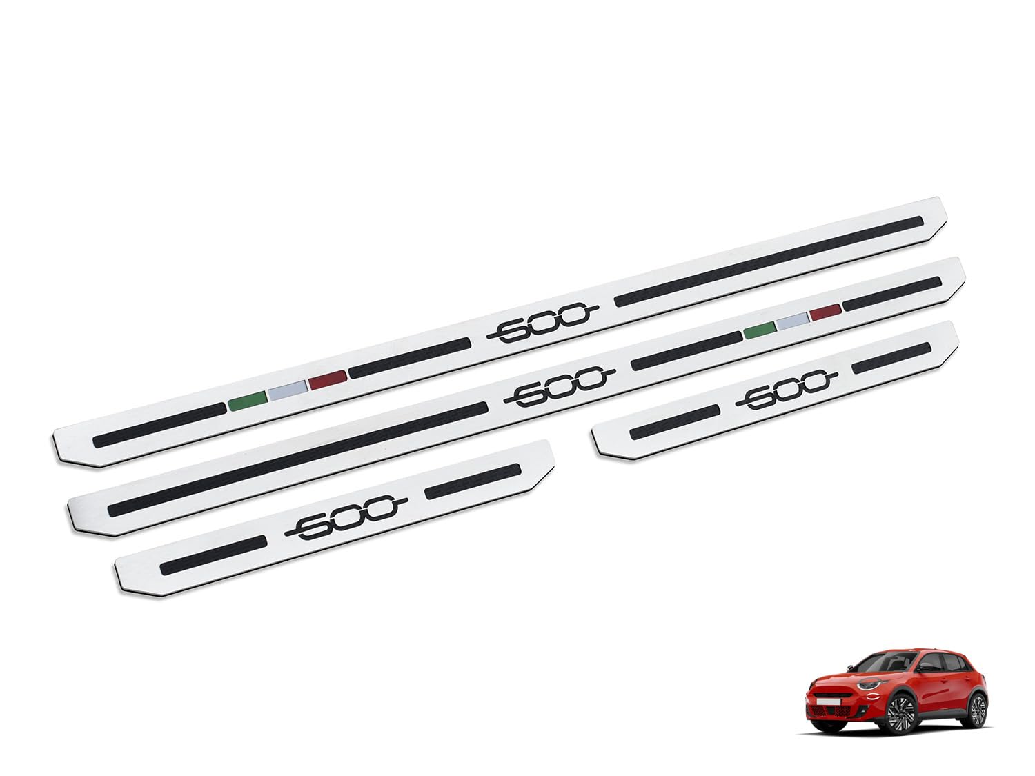 Einstiegsleisten aus Stahl für Fiat.600 600e | 4 Stück Einstiegsleisten aus Edelstahl Hybrid Rot (Rot) Die erste 600 Zubehör Tuning Kit Ersatzteile von autoCOVR