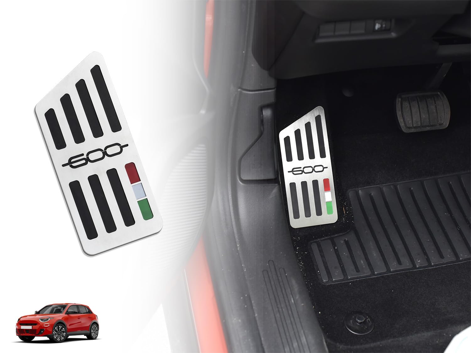 Fußstütze aus Stahl für Fiat.600 600e | 1 Stück Elektrisches Edelstahl Hybrid Rot (Rot) Die erste 600 Zubehör Tuning Pedal Fußstütze Kit Ersatzteile von autoCOVR