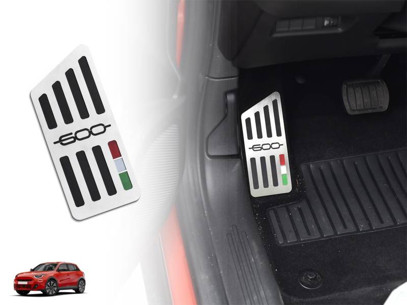 Fußstütze aus Stahl für Fiat.600 600e | 1 Stück Elektrisches Edelstahl Hybrid Rot (Rot) Die erste 600 Zubehör Tuning Pedal Fußstütze Kit Ersatzteile von autoCOVR