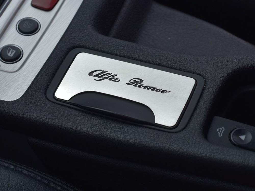 Interieur Stahlabdeckung für Alfa_Romeo BRERA & SPIDER (939) - 1 Stück Alfa Emblem Platte Zubehör Edelstahl Gebürstet Blenden Cockpit Dekor Mass Angefertigt von autoCOVR