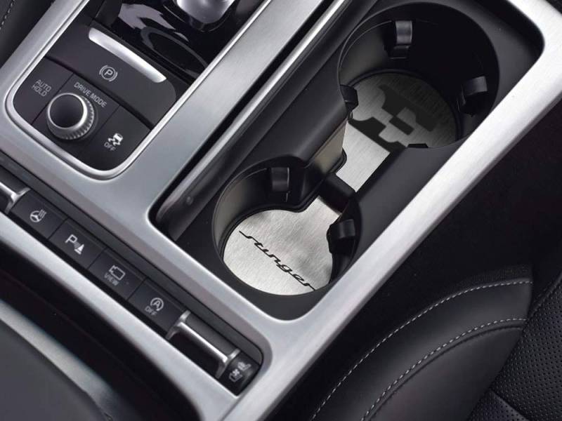Interieur Stahlabdeckung für Stinger | Getränkehalter Untersetzer Edelstahl "E"-Emblem GT-Line GT GTS GDI 3.3 von autoCOVR
