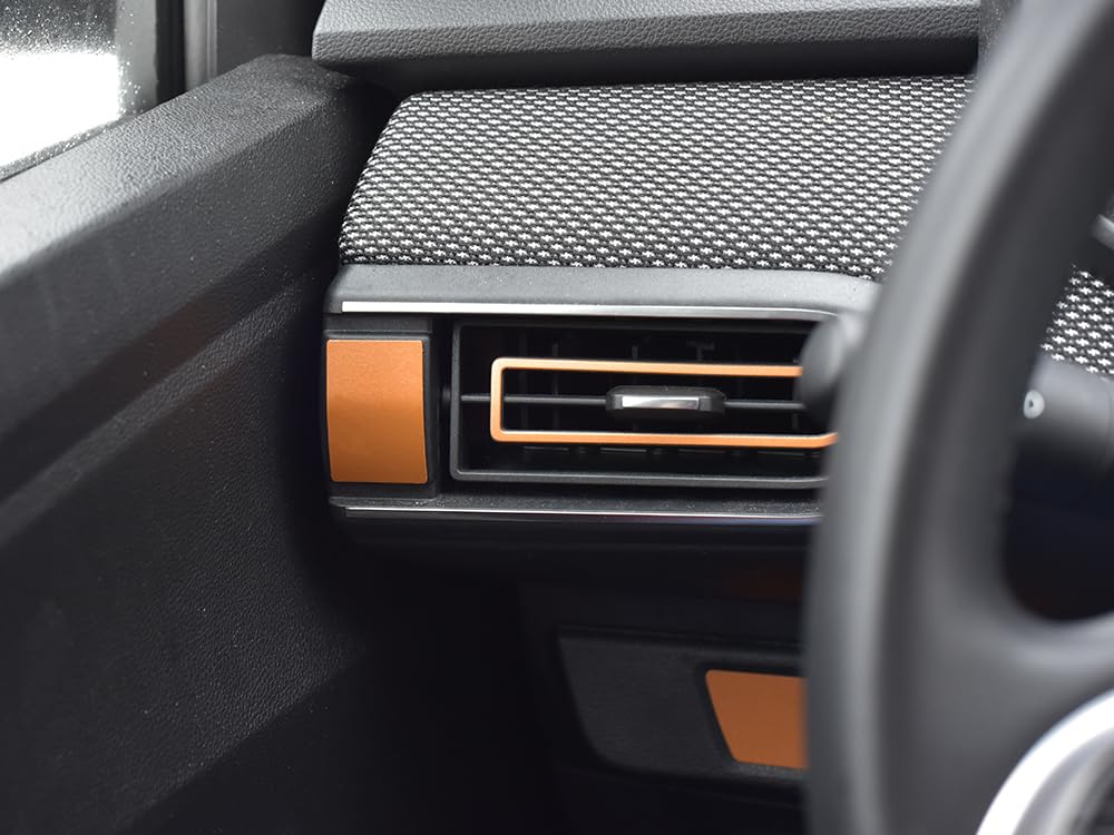 Stahlabdeckung für 2021+ Sandero/Sandero STEPWAY/Jogger | Farbe Orange | 3 Stück Edelstahl Kennzeichen Rahmen Metall gebürstet Innenraum Dekorationen Zubehör Tuning Stahlabdeckung für 2021+ Sandero/Sandero STEPWAY/Jogger | Farbe Orange | 3 Stück Edelstahl Kennzeichen Rahmen Metall gebürstet Innenraum Dekorationen Zubehör Tuning von autoCOVR