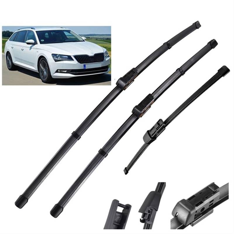 Windscreen Cleaning Wiper Front and Rear für Skoda Superb B8 Combi 2015–2023，Double Action Premium Front Windscreen Wiper Set Wiper Blade Wiper Arm von autoell