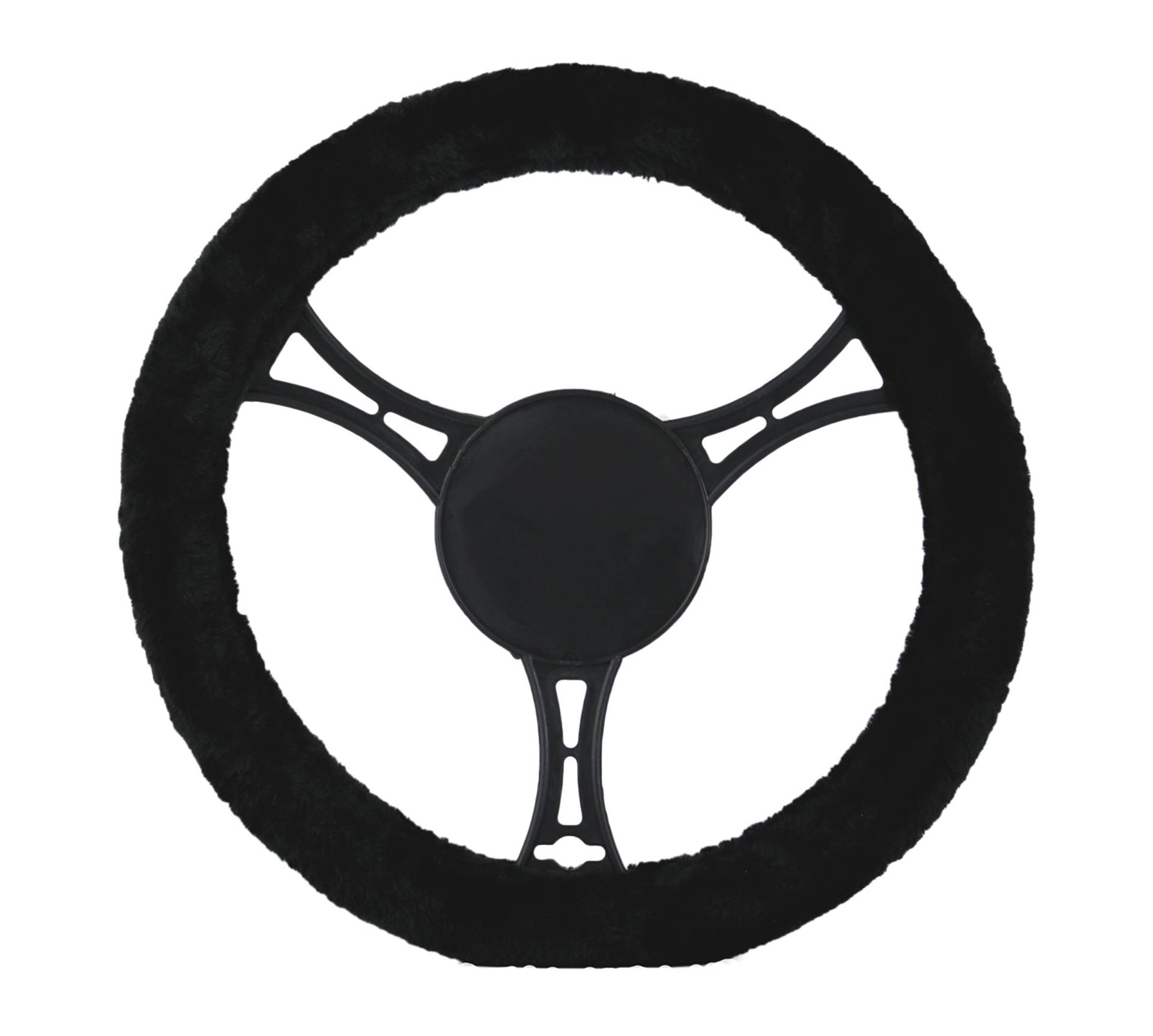autooptimierer.de Lenkradbezug Plüsch Schwarz – Kuschelige Lenkradhülle für warme Hände im Winter – Weicher, Rutschfester Lenkradschutz für kalte Tage – Passend für gängige Lenkräder von autooptimierer