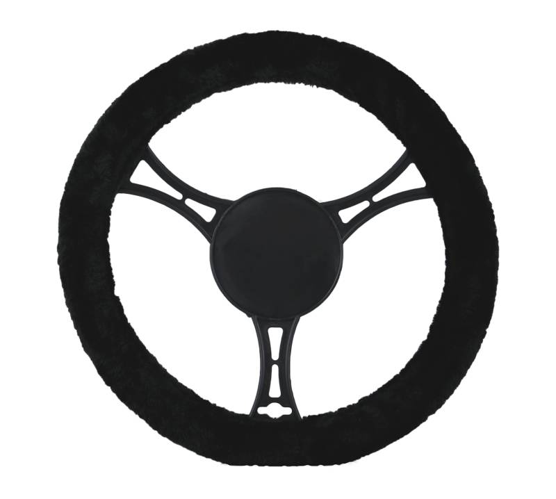 autooptimierer.de Lenkradbezug Plüsch Schwarz – Kuschelige Lenkradhülle für warme Hände im Winter – Weicher, Rutschfester Lenkradschutz für kalte Tage – Passend für gängige Lenkräder von autooptimierer.de