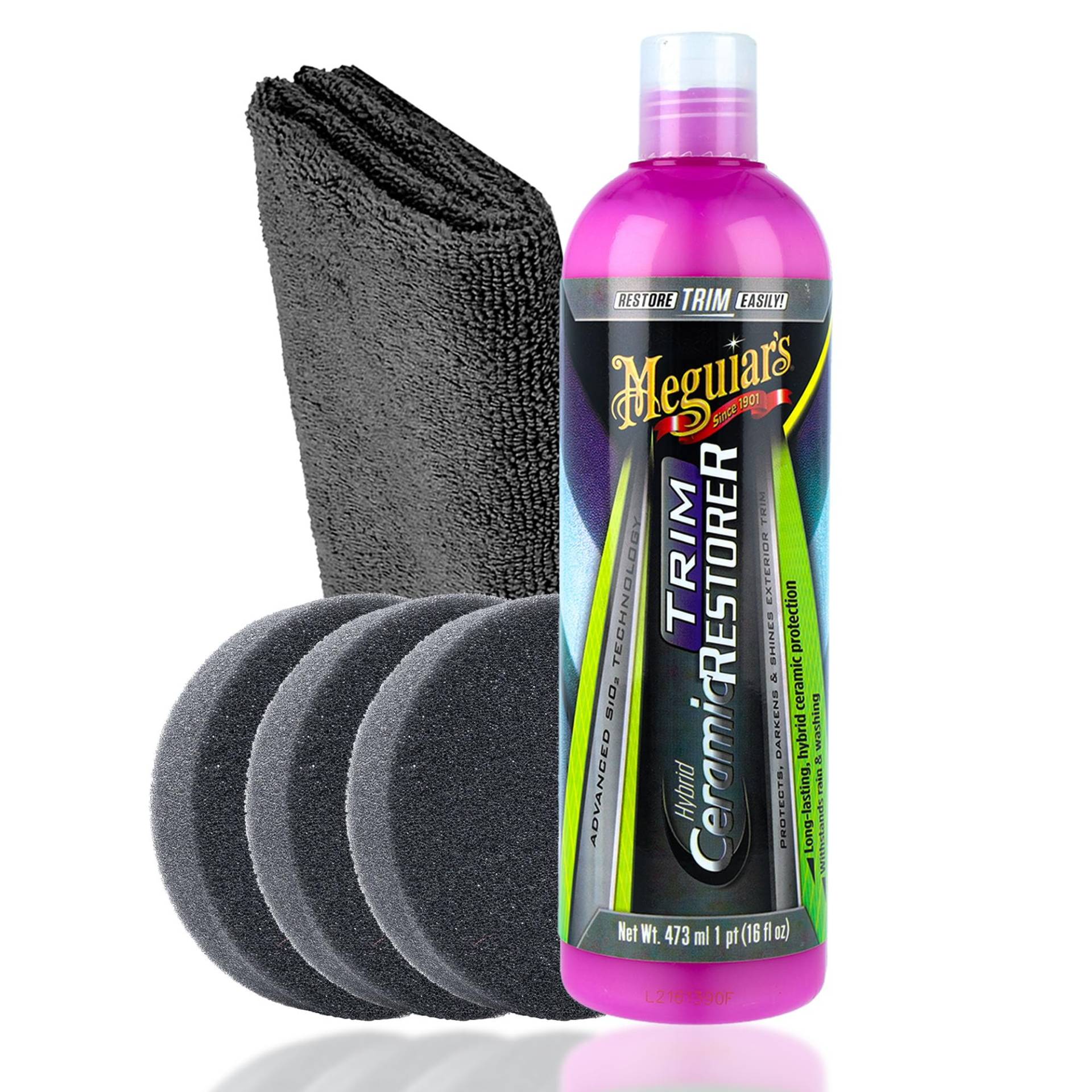 Auto Kunststoff Auffrischer Set Außen | Meguiar's Hybrid Ceramic Trim Restorer + 3X Applikator Pad + Poliertuch | Kunststoffpflege für unlackierte Kunsstoffteile im Außenbereich Auto Kunststoff Auffrischer Set Außen | Meguiar's Hybrid Ceramic Trim Restorer + 3X Applikator Pad + Poliertuch | Kunststoffpflege für unlackierte Kunsstoffteile im Außenbereich von autopflege