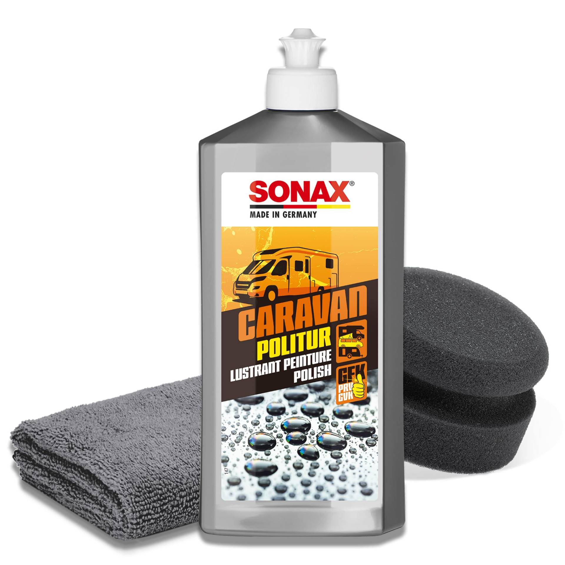 Wohnmobil Politur Set | Sonax Caravan Politur 500ml für Lacke und GFK + Polierpad + Mikrofasertuch | Politur zum Glätten verwitterter Oberflächen und Auffrischen Matter Farben am Wohnwagen Wohnmobil Politur Set | Sonax Caravan Politur 500ml für Lacke und GFK + Polierpad + Mikrofasertuch | Politur zum Glätten verwitterter Oberflächen und Auffrischen Matter Farben am Wohnwagen von autopflege