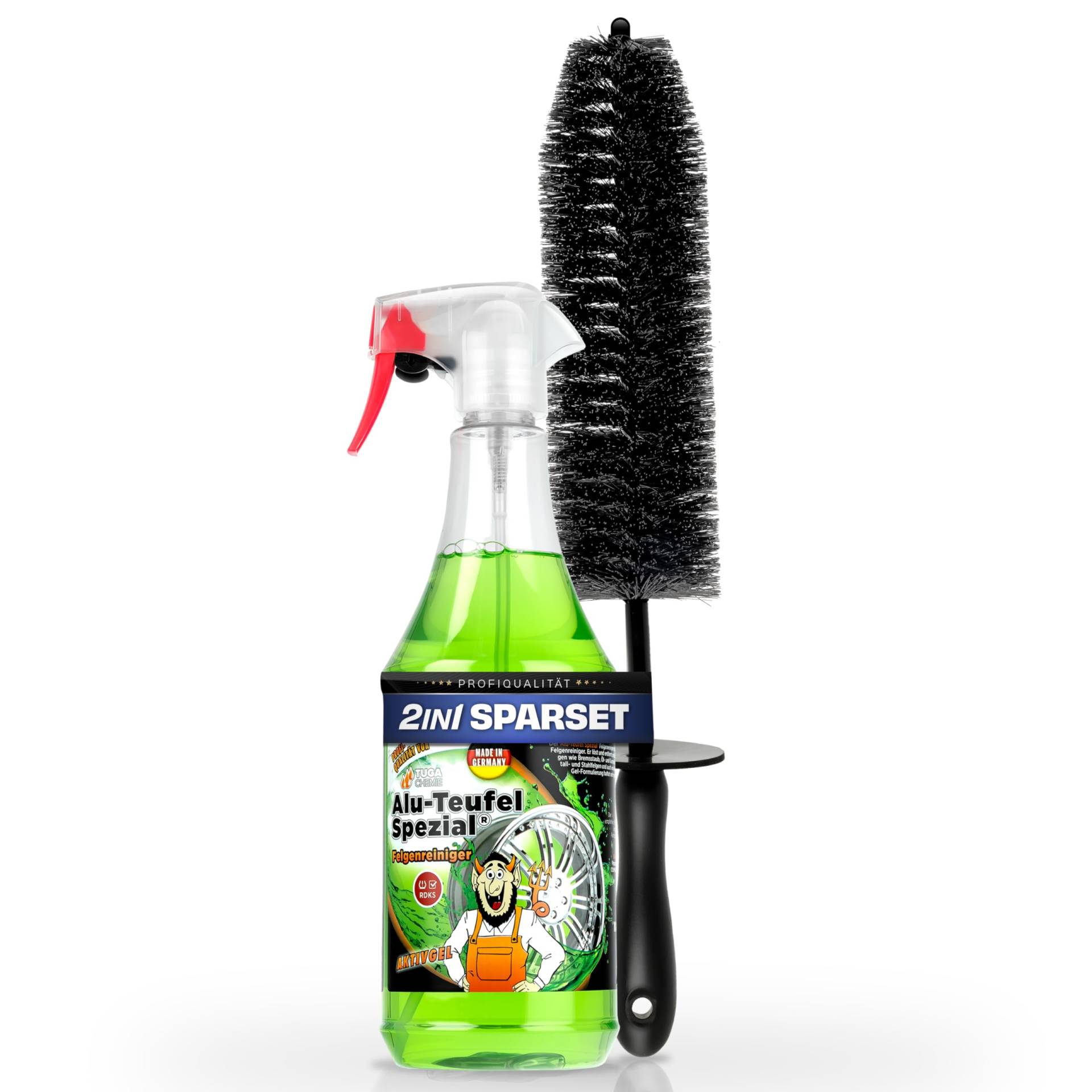 Felgen Reinigungsset | Tuga Alu Teufel Spezial Felgenreiniger Gel 1l + Felgenbürste | Alufelgen Reiniger Set mit Langer Bürste zur effizienten Auto Felgenpflege Felgen Reinigungsset | Tuga Alu Teufel Spezial Felgenreiniger Gel 1l + Felgenbürste | Alufelgen Reiniger Set mit Langer Bürste zur effizienten Auto Felgenpflege von autopflege