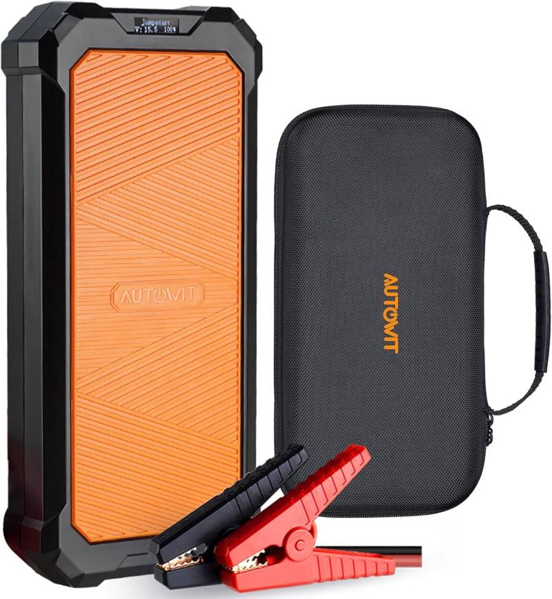 Autowit Starthilfe Powerbank, Auto Starthilfe,Starter Powerbank mit LED, 2 Schnelllade USB Ausgänge, Batterie Jump Starter mit Starthilfekabel von autowit
