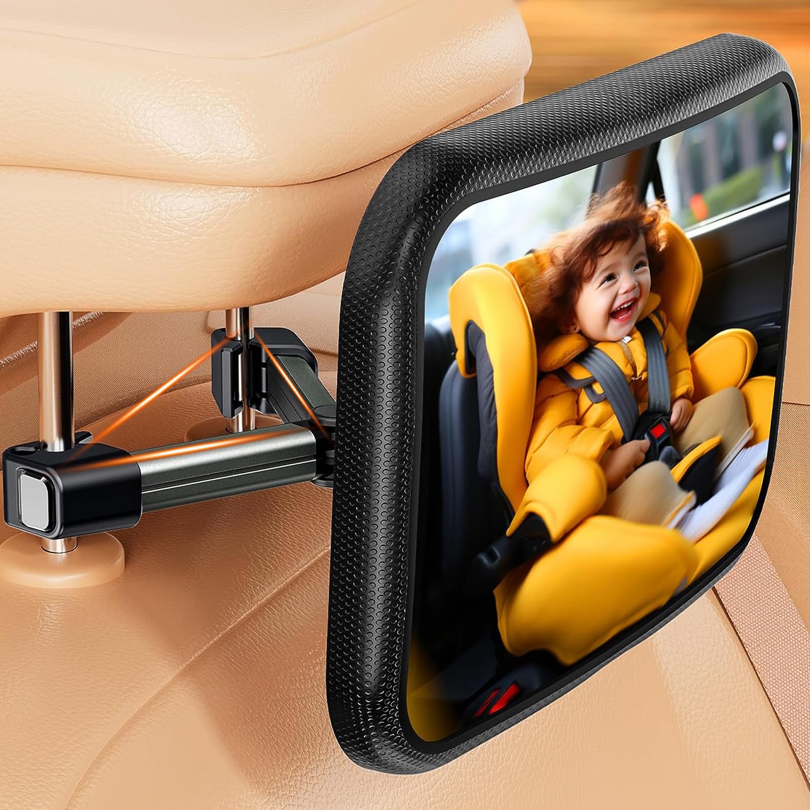 auvstar Spiegel Auto Baby Rückbank,Rückspiegel Baby Auto mit Metall Clip,360° Drehbar Bruchsicherer Baby Autospiegel für Baby,Groß Vision Rücksitzspiegel Baby den neue Eltern Haben Müssen von auvstar