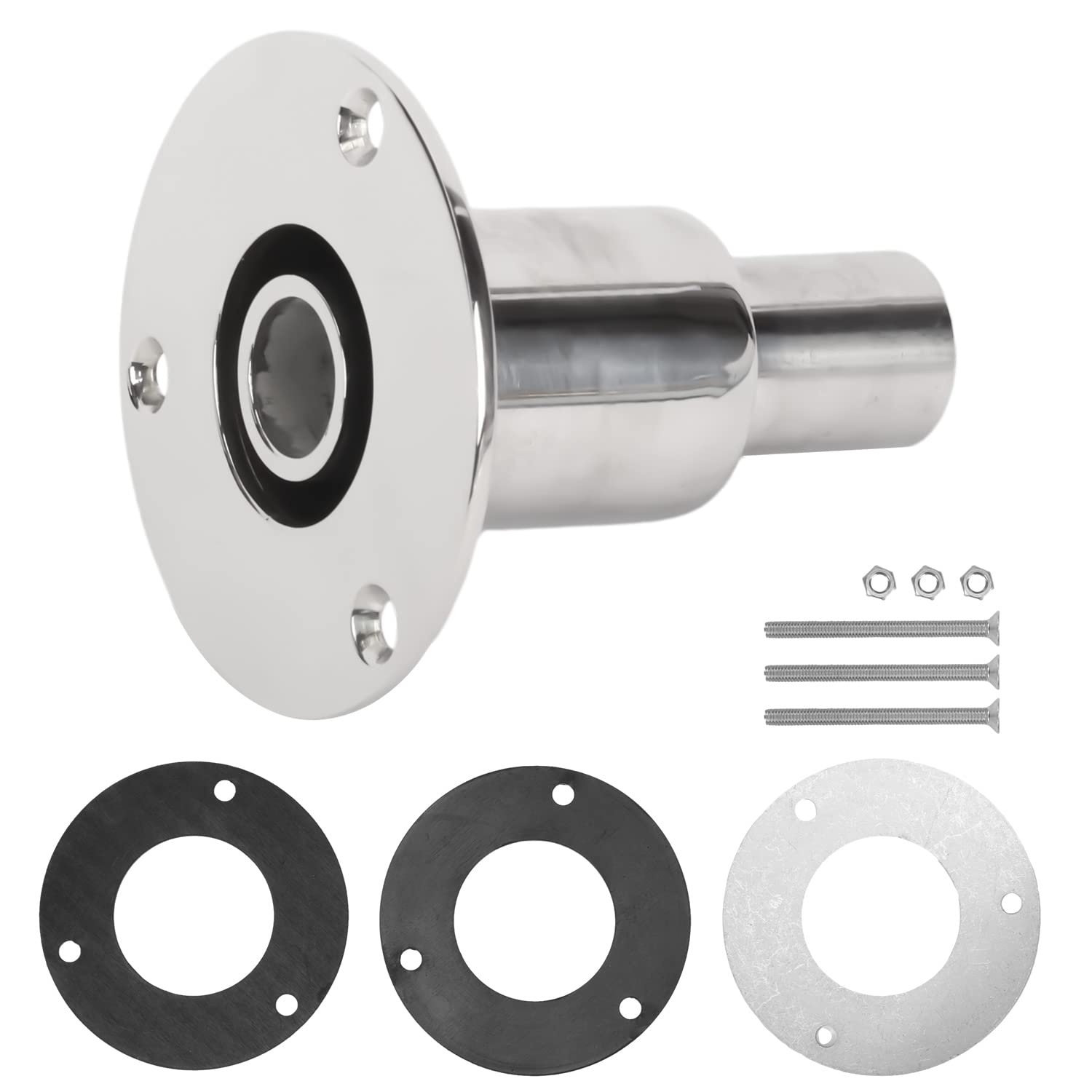 awagas Durch Rumpf Auspuff Hautanpassung, 316 Edelstahl Schiffsauspuff Rohrauspuff Schiffshardware Zubehör mit Schrauben und Muttern, Bootsablauf Marine für Dieselheizung LKW Boot Auto (24mm Gerade) von awagas