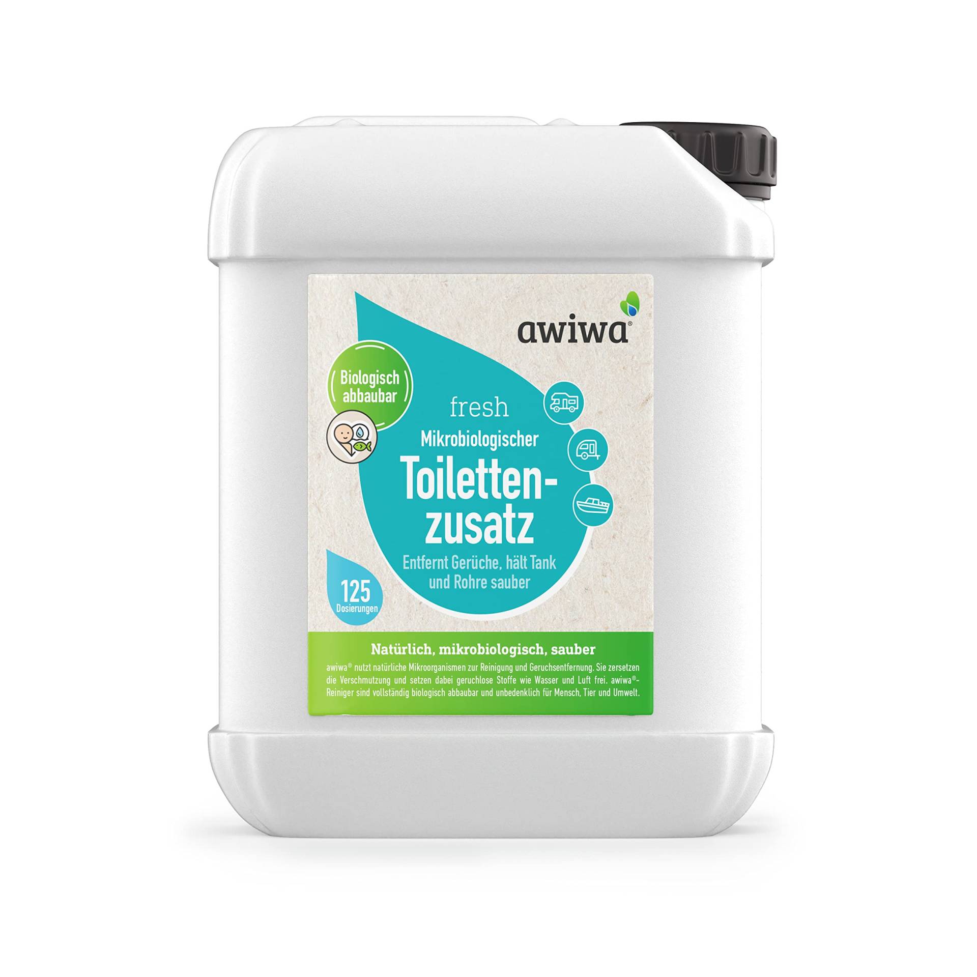 awiwa Fresh Grauwassertank Zusatz (2,5l) - mikrobiologischer Grauwassertank Reiniger beseitigt Schmutz und säubert Tank & Leitungen - starker Abwassertank Reiniger gegen unangenehme Gerüche von awiwa
