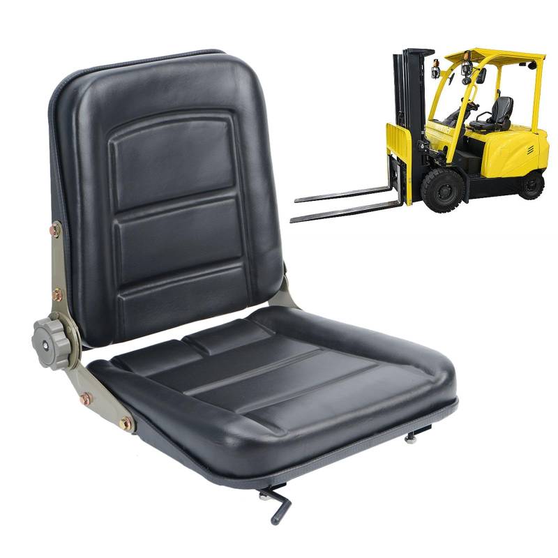 awliye Gabelstaplersitz Traktorsitz 38x41x46cm Verstellbare Schleppersitz 25x27cm Universal Gabelstaplersitz PU Leder Traktor Federung Sitz für Bagger Trettraktor Traktor Aufsitzmäher, Schwarz von awliye